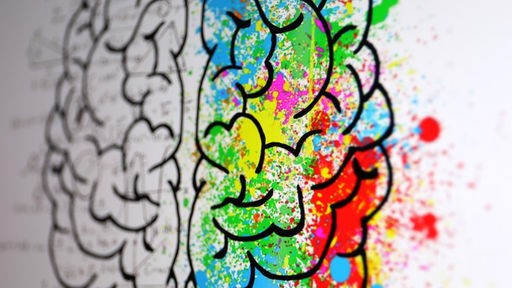 Buntes Graffiti in Form eines Gehirns